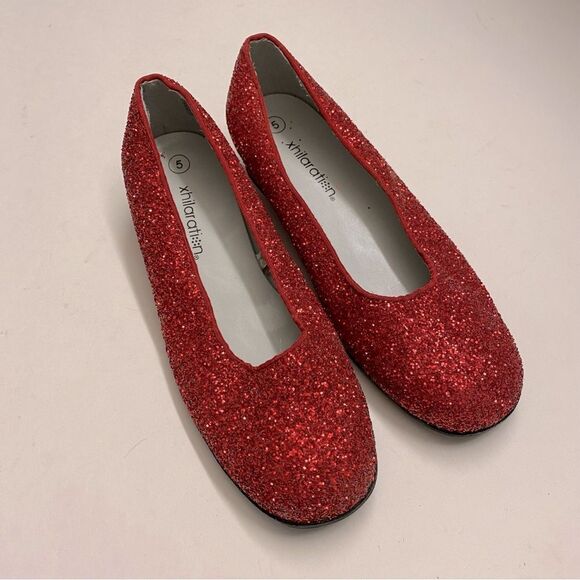 Red glitter character dorothy wizard of oz musical theater costum pageant shoe 5 - Picture 2 of 8